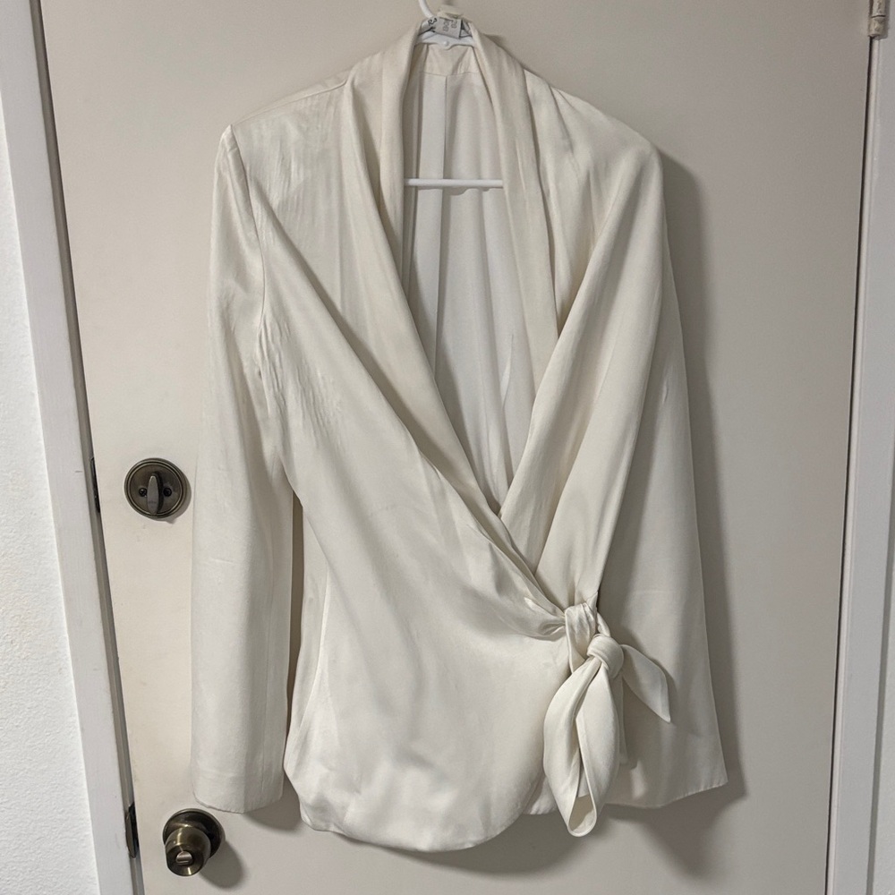 Rat & Boa Cream Wrap Blazer with Side Tie